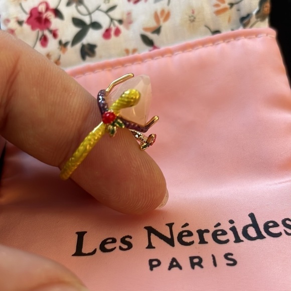 Les NEREIDES Lemon COLOR SNAKE enamel gold tone RING - Picture 6 of 6